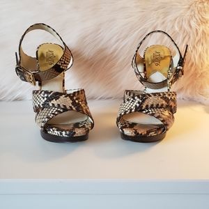 Micheal Kors snakeskin open toe stiletto